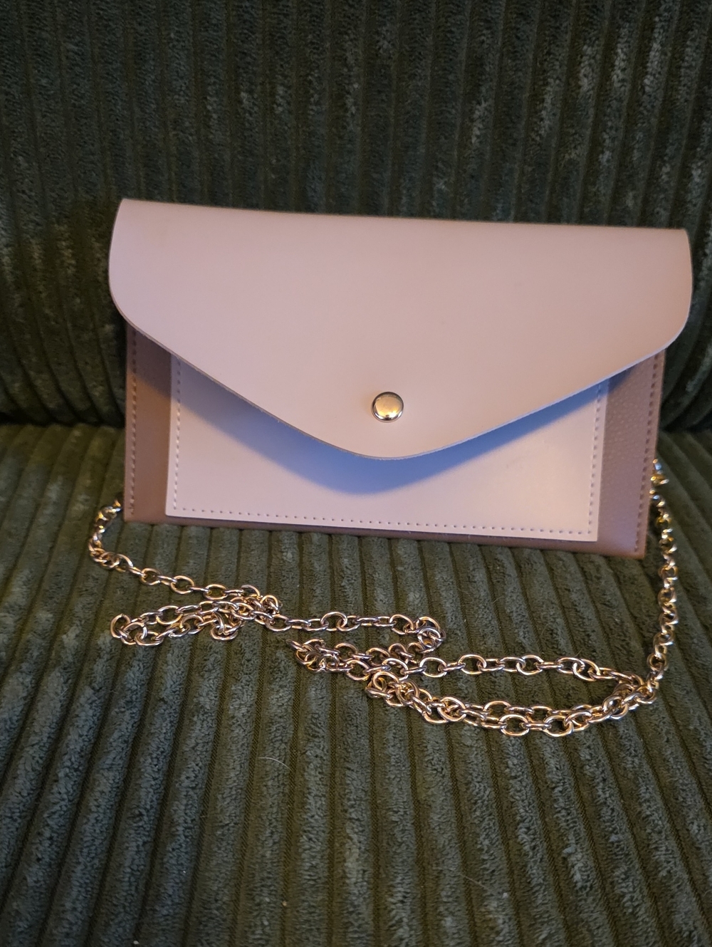 Women's Beigh Envelope Crossbody Bag with Gold Chain
